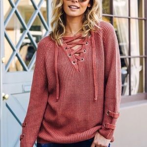 Military Hippie Taylor Lace Up Sweater